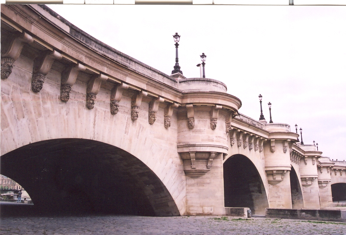 Mascarons of Pont Neuf, Pont Alexandre III arch bridge, Seine, Paris